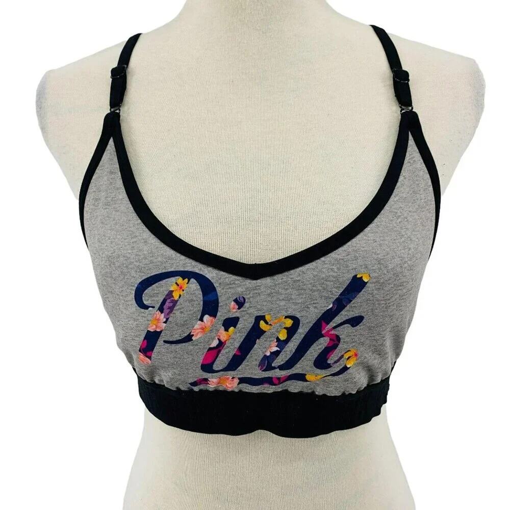 PINK Victoria's Secret Ultimate Lightly Lined Sports Bra Floral Logo Size  Large